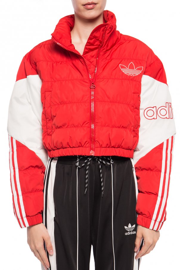 Adidas originals cropped puffer jacket best sale in red